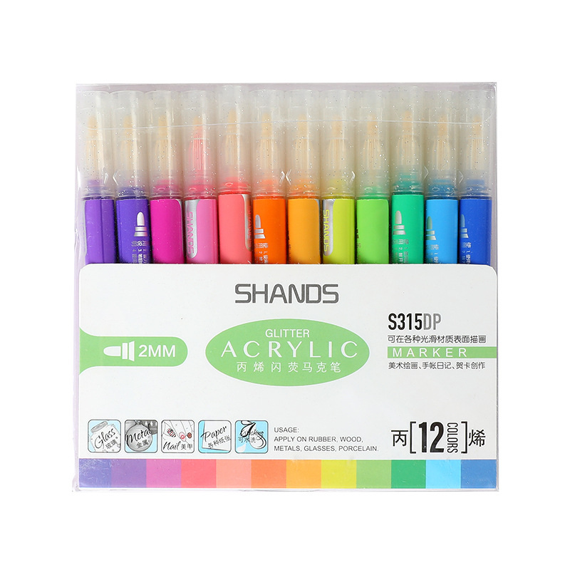 Shands Acrylic Neon Paint Marker pens,set of 12 colors, S31512